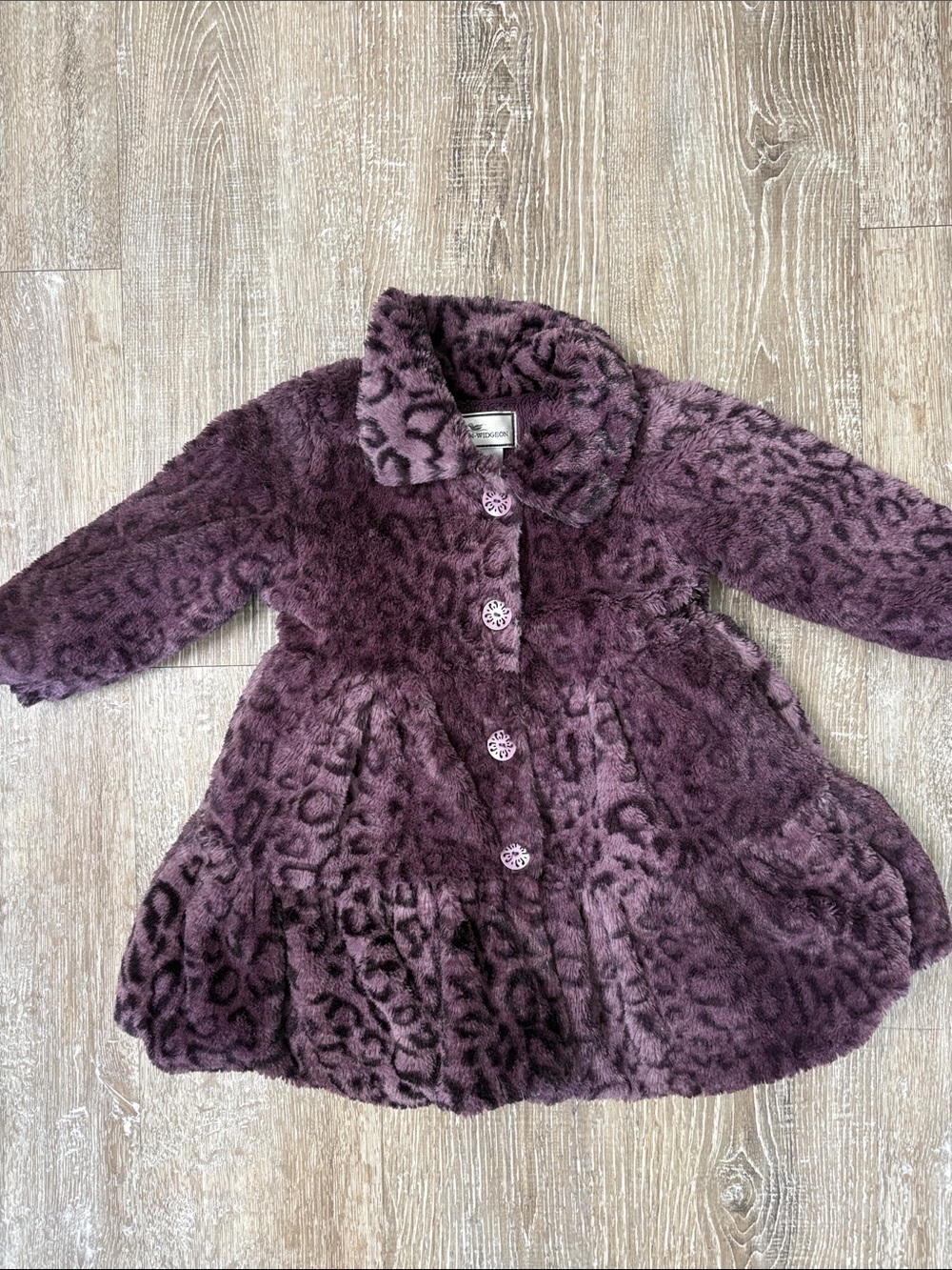 American Widgeon Toddler Faux Fur Purple Leopard Coat
